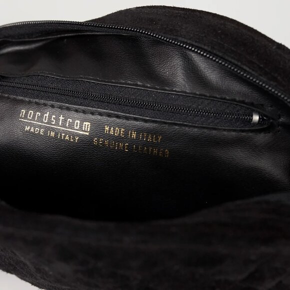 Nordstrom 1980s Vintage Italian Black Quilted Suede Tassel Tusk Shoulder Bag - Picture 4 of 4